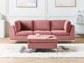 Miniatyrbild 2 av 11: Modulär Soffa Rosa Sammet 3-sits med Fotpall Silver Metall Ben