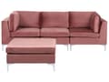 Miniatyrbild 1 av 11: Modulär Soffa Rosa Sammet 3-sits med Fotpall Silver Metall Ben