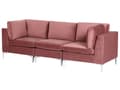 Miniatyrbild 4 av 11: Modulär Soffa Rosa Sammet 3-sits Silver Metall Ben