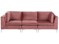 Miniatyrbild 1 av 11: Modulär Soffa Rosa Sammet 3-sits Silver Metall Ben