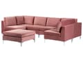 Miniatyrbild 4 av 11: Modulär Soffa Rosa med Fotpall Sammet U-formad 6-sits Silver Metall Ben Glam