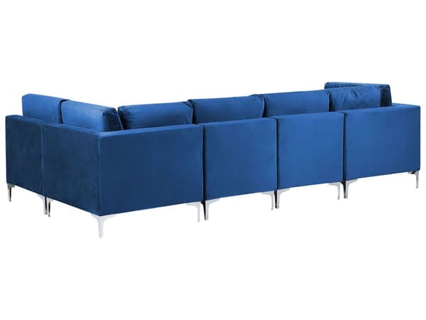 Kulmasohva laivastonsininen 300 x 84 x 150 cm sametti metalli puu viidelle moduuli vasen moderni