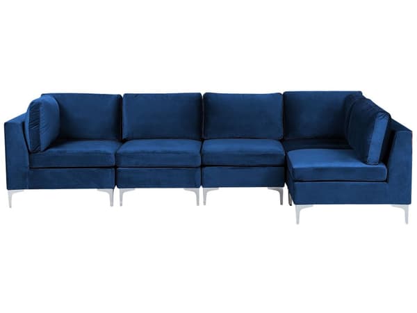 Kulmasohva laivastonsininen 300 x 84 x 150 cm sametti metalli puu viidelle moduuli vasen moderni