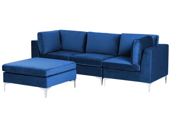 Sohva laivastonsininen 235 x 84 x 85 cm sametti metalli puu kolmelle rahi moduulisohva moderni