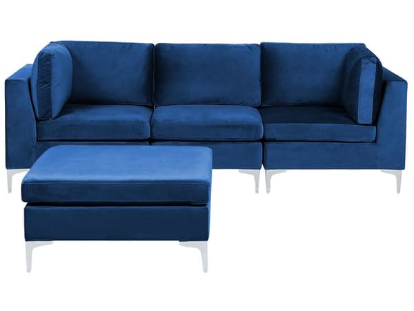 Sohva laivastonsininen 235 x 84 x 85 cm sametti metalli puu kolmelle rahi moduulisohva moderni