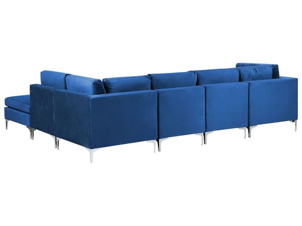Kulmasohva laivastonsininen 300 x 84 x 150 cm sametti metalli puu viidelle moduuli vasen rahi moderni