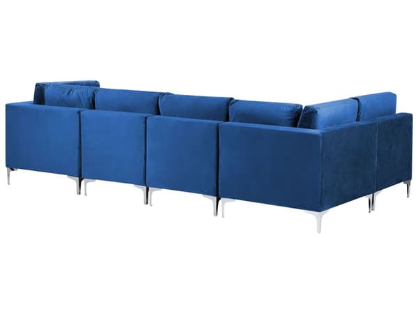 Kulmasohva laivastonsininen 300 x 84 x 150 cm sametti metalli puu viidelle moduuli oikea moderni