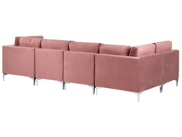 Kulmasohva vaaleanpunainen 300 x 84 x 150 cm sametti metalli puu viidelle moduuli oikea moderni