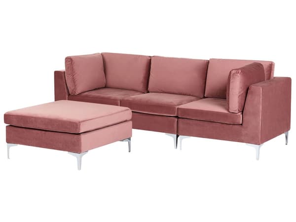 Sohva vaaleanpunainen 235 x 84 x 85 cm sametti metalli puu kolmelle rahi moduulisohva moderni