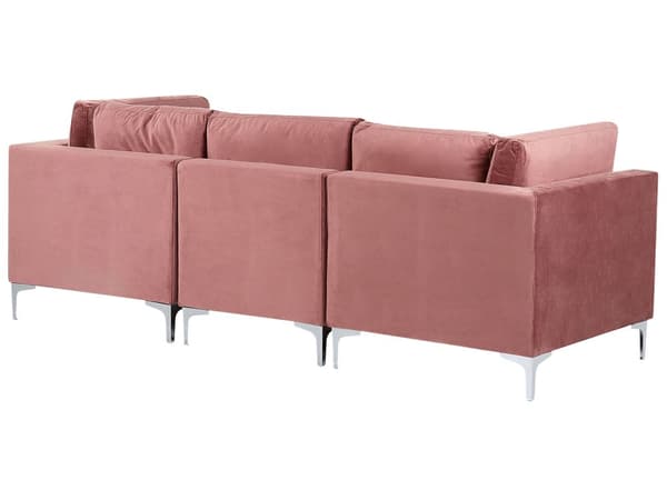 Sohva vaaleanpunainen 235 x 84 x 85 cm sametti metalli puu kolmelle rahi moduulisohva moderni