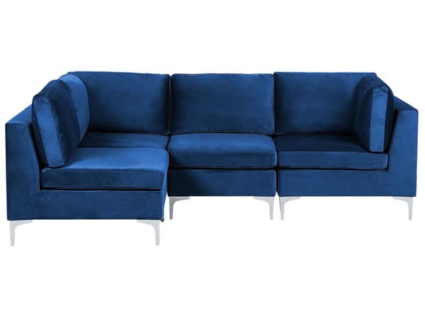Kulmasohva laivastonsininen 235 x 84 x 150 cm sametti metalli puu neljälle moduuli vasen moderni