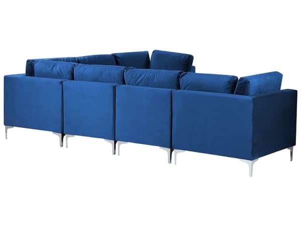 Kulmasohva laivastonsininen 300 x 84 x 235 cm sametti metalli puu kuudelle moduuli vasen rahi moderni