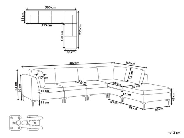 Hjørnesofa Lyserød Velour Forkromet Metalben 5 Personers Designer Blød Moderne Sofa med Fodskammel til Stue Modulsofa Indretning Høj Kvalitet