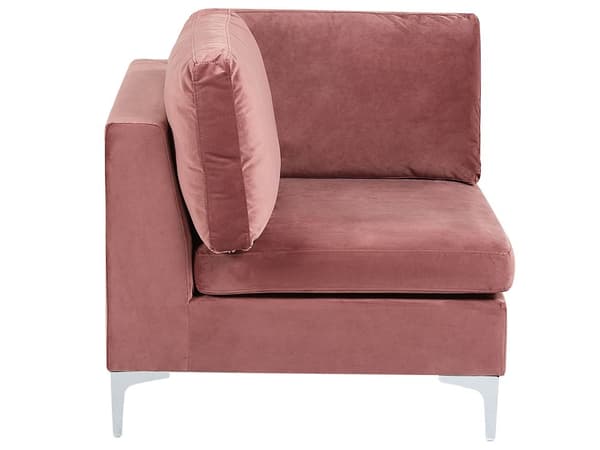 Hjørnesofa Lyserød Velour Forkromet Metalben 5 Personers Designer Blød Moderne Sofa med Fodskammel til Stue Modulsofa Indretning Høj Kvalitet