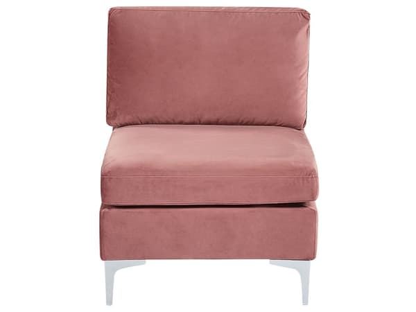 Hjørnesofa Lyserød Velour Forkromet Metalben 5 Personers Designer Blød Moderne Sofa med Fodskammel til Stue Modulsofa Indretning Høj Kvalitet