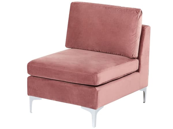 Hjørnesofa Lyserød Velour Forkromet Metalben 5 Personers Designer Blød Moderne Sofa med Fodskammel til Stue Modulsofa Indretning Høj Kvalitet