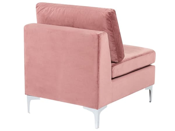 Hjørnesofa Lyserød Velour Forkromet Metalben 5 Personers Designer Blød Moderne Sofa med Fodskammel til Stue Modulsofa Indretning Høj Kvalitet