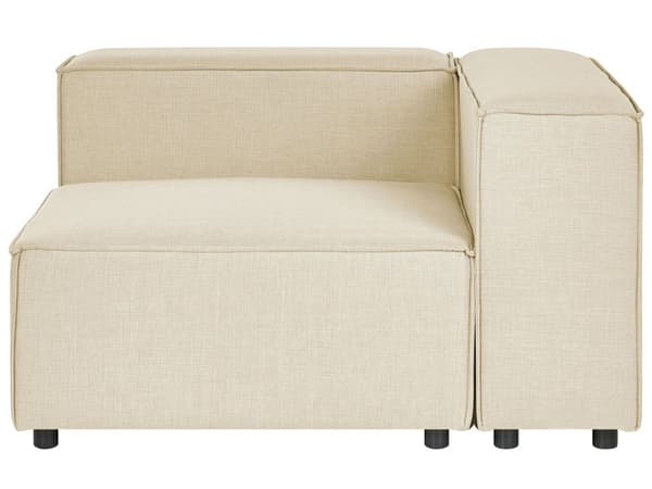 Modulær 2 Personers Højre Sofa Beige Hør Hjørnesofa med Skammel Sorte Ben Moderne Stue
