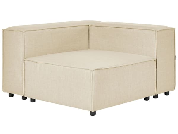Modulær 2 Personers Højre Sofa Beige Hør Hjørnesofa med Skammel Sorte Ben Moderne Stue