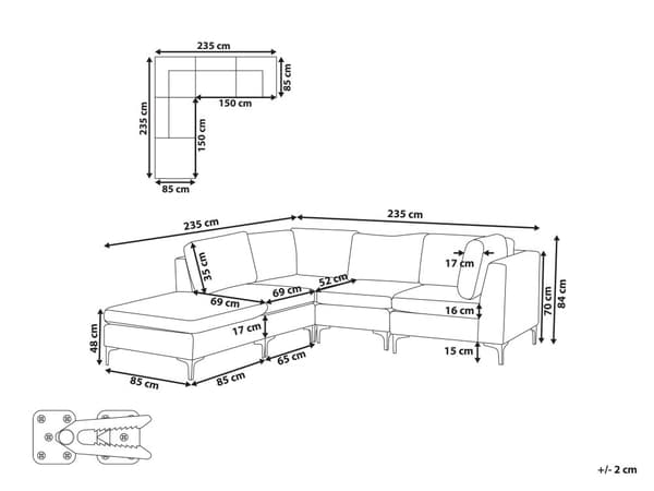 Hjørnesofa Lyserød Velour Forkromet Metalben 4 Personers Designer Blød Moderne Sofa med Fodskammel til Stue Modulsofa Indretning Høj Kvalitet