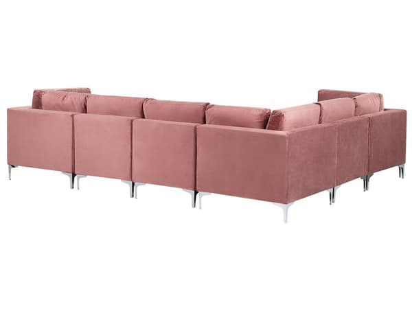 Hjørnesofa Lyserød Velour Forkromet Metalben 6 Personers Designer Blød Moderne Sofa til Stue Modulsofa Indretning Høj Kvalitet
