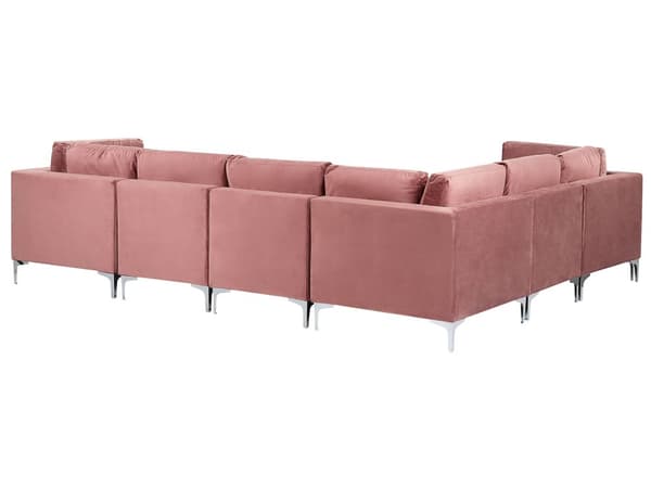Hjørnesofa Lyserød Velour Forkromet Metalben 6 Personers Designer Blød Moderne Sofa til Stue Modulsofa Indretning Høj Kvalitet