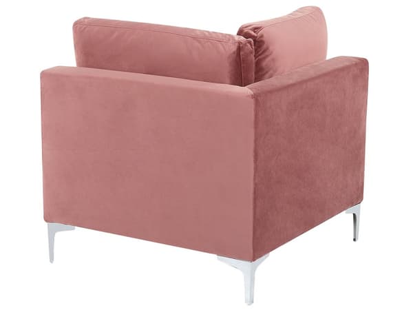 Hjørnesofa Lyserød Velour Forkromet Metalben 6 Personers Designer Blød Moderne Sofa til Stue Modulsofa Indretning Høj Kvalitet