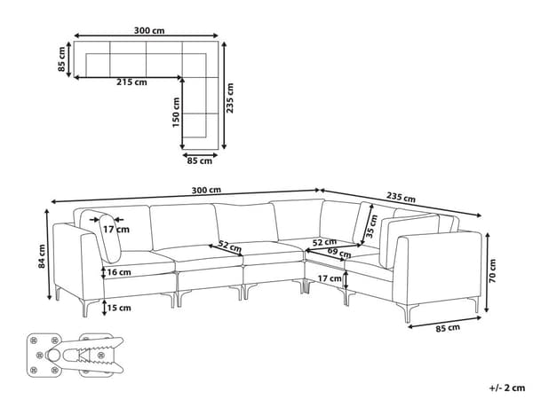 Hjørnesofa Blå Velour Forkromet Metalben 6 Personers Designer Blød Moderne Sofa til Stue Modulsofa Indretning Høj Kvalitet
