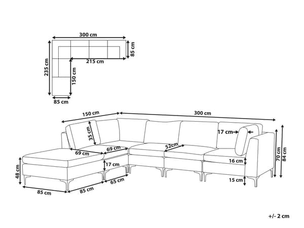 Hjørnesofa Blå Velour Forkromet Metalben 5 Personers Designer Blød Moderne Sofa med Fodskammel til Stue Modulsofa Indretning Høj Kvalitet