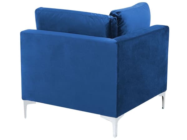 Hjørnesofa Blå Velour Forkromet Metalben 6 Personers Designer Blød Moderne Sofa med Fodskammel til Stue Modulsofa Indretning Høj Kvalitet
