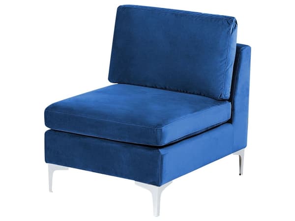 Hjørnesofa Blå Velour Forkromet Metalben 6 Personers Designer Blød Moderne Sofa med Fodskammel til Stue Modulsofa Indretning Høj Kvalitet