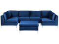 Miniatyrbillede 1 af 11: U Sofa Blå Velour Forkromet Metalben 6 Personers Designer Blød Klassisk Sofa Moderne Modulsofa til Stue Indretning Høj Kvalitet