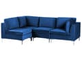 Miniatyrbillede 4 af 11: Hjørnesofa Blå Velour Forkromet Metalben 4 Personers Designer Blød Moderne Sofa til Stue Modulsofa Indretning Høj Kvalitet