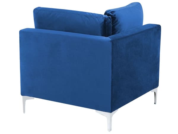Hjørnesofa Blå Velour Forkromet Metalben 4 Personers Designer Blød Moderne Sofa til Stue Modulsofa Indretning Høj Kvalitet