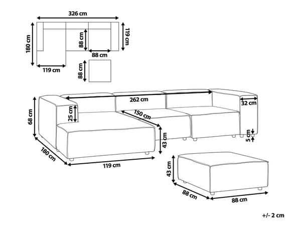 Modulsofa Beige Hør 3 Personers Hjørnesofa Chaiselong og Fodskammel Designer Blød Klassisk Flyder Sofa Moderne Stue Indretning Høj Kvalitet