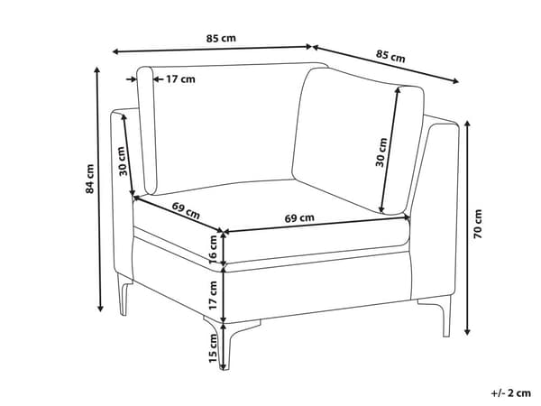 Hjørneseksjon Rosa Fløyel Sofa Modul 1-seter Metallben Glamorøs stil Moderne Stue