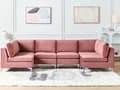 Miniatyrbilde 2 av 11: Sofa Rosa Fløyel 6-seter Metallben Modulsofa U-form Glamorøs stil Moderne Stue