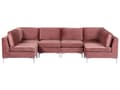 Miniatyrbilde 1 av 11: Sofa Rosa Fløyel 6-seter Metallben Modulsofa U-form Glamorøs stil Moderne Stue