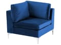 Miniatyrbilde 6 av 11: Hjørnesofa Blå Fløyel 4-seter Fotskammel Sølv metallben Modulsofa L-form Venstrevendt Glamorøs stil Moderne Stue
