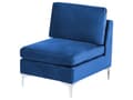 Miniatyrbilde 10 av 11: Hjørnesofa Blå Fløyel 4-seter Fotskammel Sølv metallben Modulsofa L-form Venstrevendt Glamorøs stil Moderne Stue