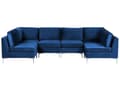 Miniatyrbilde 1 av 11: Sofa Fløyel Blå 6-seter U-form Sølv metallben Modulsofa Glamorøs stil Moderne Stue