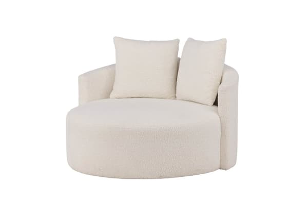 Kelso sofa Ø116cm 2 seter teddy hvit.