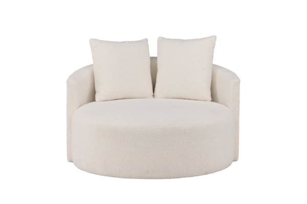 Kelso sofa Ø116cm 2 seter teddy hvit.