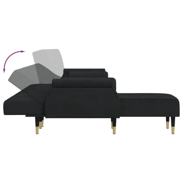 vidaXL L-formet sovesofa 271x140x70 cm velour sort