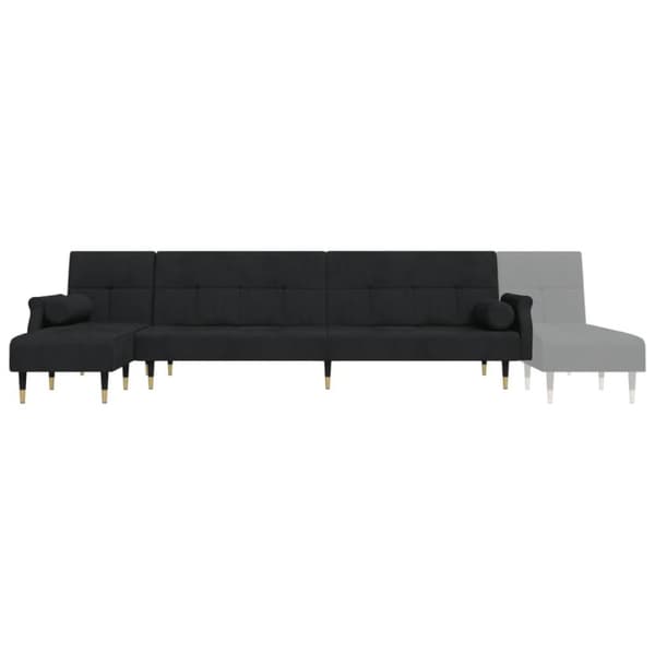 vidaXL L-formet sovesofa 271x140x70 cm velour sort