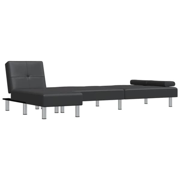 vidaXL L-formad bäddsoffa svart 255x140x70 cm konstläder