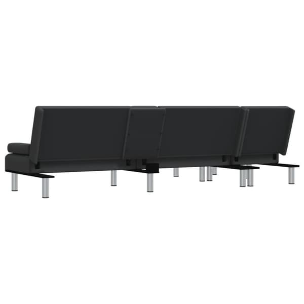 vidaXL L-formad bäddsoffa svart 255x140x70 cm konstläder