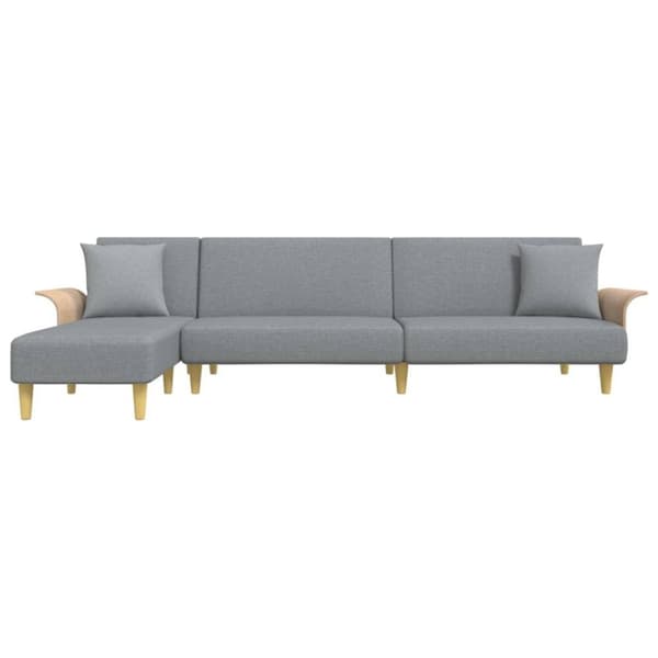 vidaXL L-formad bäddsoffa ljusgrå 279x140x70 cm tyg