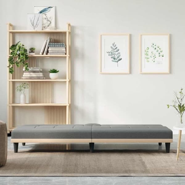 vidaXL Bäddsoffa med mugghållare mörkgrå tyg