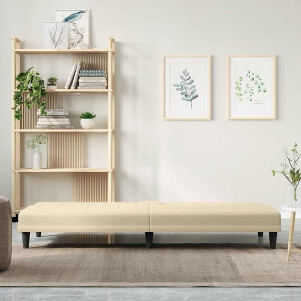 vidaXL sovesofa med kopholdere stof cremefarvet